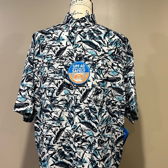 Columbia PFG Omni-Shade UPF 40 Fish Print Shirt - Picture 12 of 14